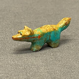 Zuni Boulder Turquoise Fox Fetish with Pipestone Heartline   (SSC41)