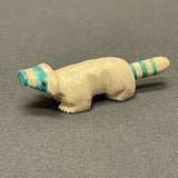 Zuni Alabaster Raccoon Fetish with Turquoise Stripes, vintage Native American   (SSC71)