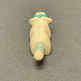Zuni Alabaster Raccoon Fetish with Turquoise Stripes, vintage Native American   (SSC71)