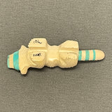 Zuni Alabaster Raccoon Fetish with Turquoise Stripes, vintage Native American   (SSC71)