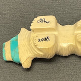 Zuni Alabaster Raccoon Fetish with Turquoise Stripes, vintage Native American   (SSC71)