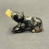 Frankie Eustace, Zuni Picasso Marble Bear Fetish with Mother of Pearl Fish  (WHC50)