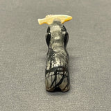 Frankie Eustace, Zuni Picasso Marble Bear Fetish with Mother of Pearl Fish  (WHC50)