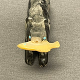 Frankie Eustace, Zuni Picasso Marble Bear Fetish with Mother of Pearl Fish  (WHC50)
