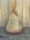 Sioux War Bonnet-design Miniature Tipi on turntable, vintage Native American - artist: Michael Many Horses, Santee Sioux, adopted  (3/129)