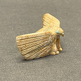 Herbert Hustito Zuni Alabaster Eagle Fetish with Turquoise Eyes, vintage Native American   (WHC53)