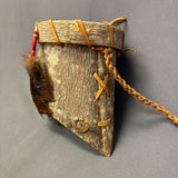 Nolberto Gillespie, Echota Cherokee Tulip Poplar Bark Wall-Hanging Basket with Feathers, vintage Native American  (WHC17)