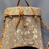 Nolberto Gillespie, Echota Cherokee Tulip Poplar Bark Wall-Hanging Basket with Feathers, vintage Native American  (WHC17)