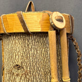 Nolberto Gillespie, Echota Cherokee Tall Tulip Poplar Bark Wall-Hanging Tulip Basket with Beads, vintage Native American (WHC18)