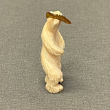 Zuni Bone Standing Bear Fetish with Abalone Shell Fish  (WHC54)