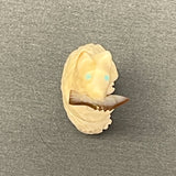 Zuni Bone Standing Bear Fetish with Abalone Shell Fish  (WHC54)