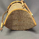 Nolberto Gillespie, Echota Cherokee Tall Tulip Poplar Bark Wall-Hanging Tulip Basket with Beads, vintage Native American (WHC18)