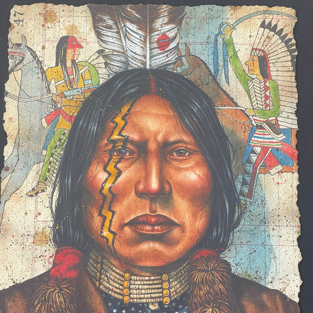 Original painting of Native American Warrior, by Ken Ferguson - One-of-a-kind painting of warrior (3/130)