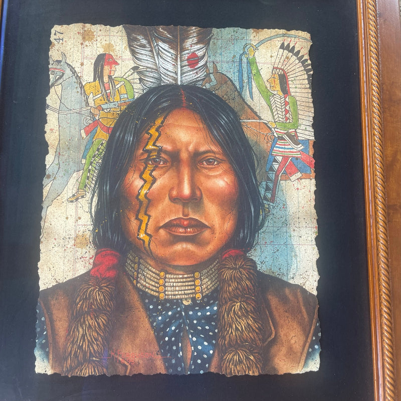 Original painting of Native American Warrior, by Ken Ferguson - One-of-a-kind painting of warrior (3/130)