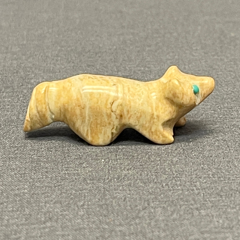 Leroy Ukestine, Zuni Alabaster Wolf Fetish with Turquoise Eyes   (WHC55)