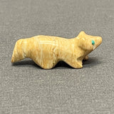 Leroy Ukestine, Zuni Alabaster Wolf Fetish with Turquoise Eyes   (WHC55)