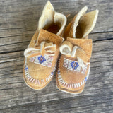 North Plains Authentic Native American beaded infant moccasins, vintage.  Thread sewn with Venetian glass beads  (3/144)