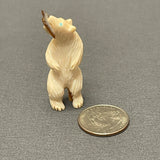 Zuni Bone Standing Bear Fetish with Abalone Shell Fish  (WHC54)