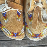 North Plains Authentic Native American beaded infant moccasins, vintage.  Thread sewn with Venetian glass beads  (3/145)