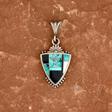 Ray Tracey, Navajo inlay with black jet, turquoise and mother of pearl (PZ8)