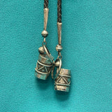 Eddie Beyuka, Zuni Inlay Hoop Dancer Bolo Tie with Silver Drum Tips, vintage Native American   (JF52)