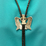 Bobby and Corraine Shack, Zuni Sterling Silver Inlay Thunderbird Bolo Tie, authentic Native American   (JF50)