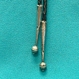 Vintage Zuni Sterling Silver Inlay Celebration Man Bolo Tie, authentic Native American   (JF48)