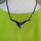 Inlay necklace with black jet, picture jasper and tiger eye by Supersmith (PZ18)