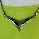 Inlay necklace with black jet, picture jasper and tiger eye by Supersmith (PZ18)