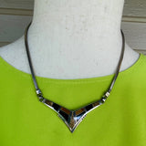 Inlay necklace with black jet, picture jasper and tiger eye by Supersmith (PZ18)