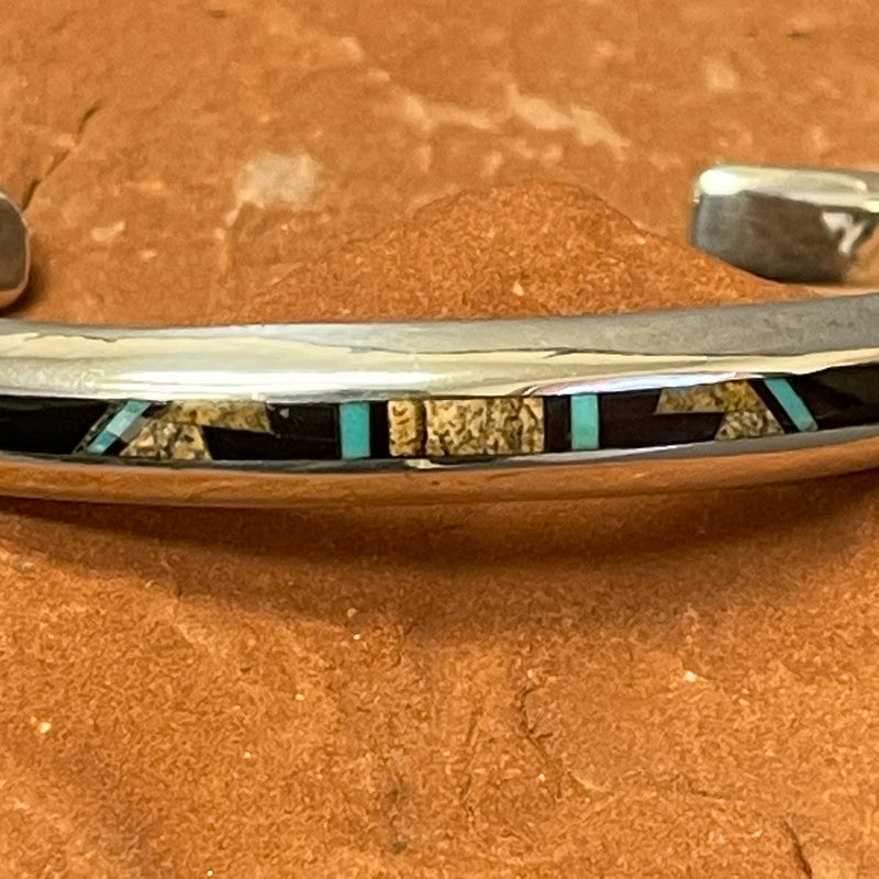 Supersmith Collection, Contemporary Channel Inlay Sterling Silver Bracelet with Rug Pattern Design   (1/448)