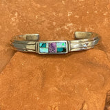 Supersmith Collection, Contemporary Channel Inlay Sterling Silver Bracelet with Turquoise, Opal and Sugilite Stones   (1/449)