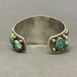 Authentic Navajo Sterling Silver Bracelet with 17 Natural Turquoise Stones, vintage  (CR13)