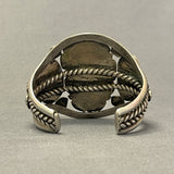 Vintage Navajo Turquoise Bracelet with Silver Leaf and Shell Design, authentic Native American   (CR14)