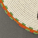 Plateau Round Flat Leather Bag with Beaded Heart Design, ca. early to mid 1900s   (GM235)