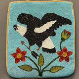 Antique Plateau Flat Leather Bag with Beaded Eagle and Floral Designs, ca. early 1900s   (GM237)