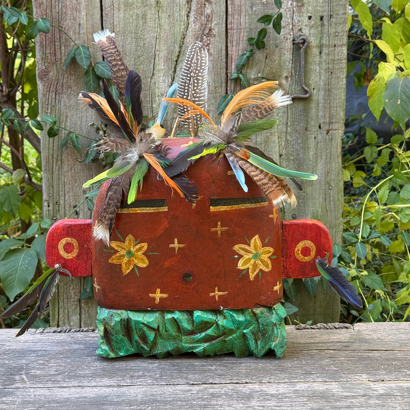 Gregory Lomayesva, Hispanic/Hopi wood carved folk art spirit mask - hand carved and painted.