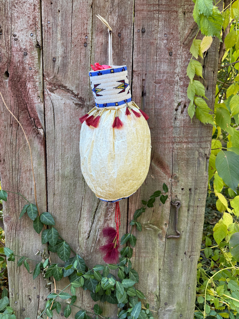 Lakota Sioux Buffalo bladder bag with beadwork by Diana Hudson Miller - one-of-a-kind!