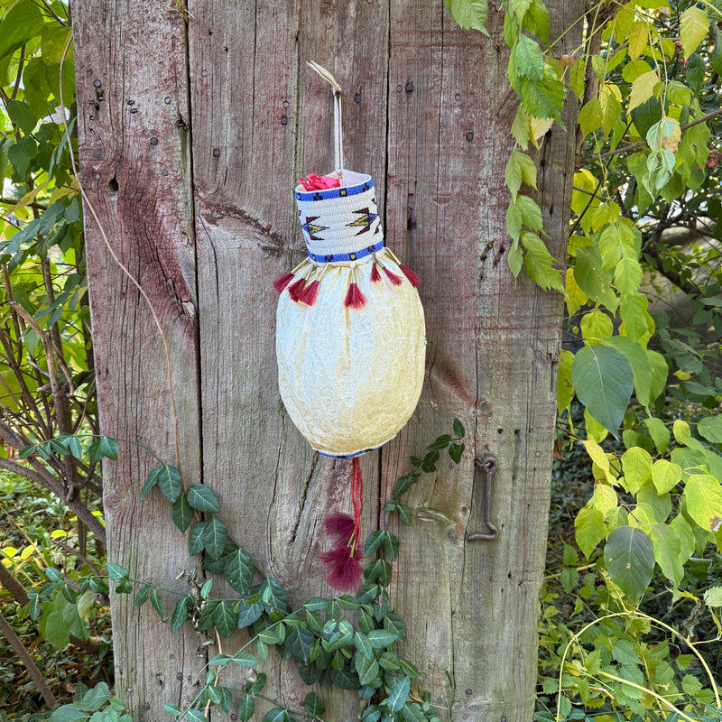 Lakota Sioux Buffalo bladder bag with beadwork by Diana Hudson Miller - one-of-a-kind!