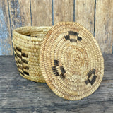 Vintage Tohono O'odham (Papago) Coiled Basket with Lid, authentic Native American (DV57)