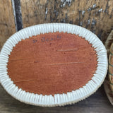 Vintage birch bark and porcupine Quill Basket with Medicine Wheel and Feather Design (RK33)