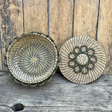 Vintage Ojibwe Large Sweetgrass Basket with scalloped edge and lid (RK26)