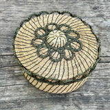 Vintage Ojibwe Large Sweetgrass Basket with scalloped edge and lid (RK26)