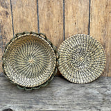 Vintage Ojibwe Large Sweetgrass Basket with scalloped edge and lid (RK26)