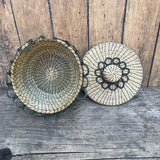 Vintage Ojibwe Basket made with Sweetgrass and scalloped edge with lid (RK53)