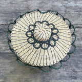 Vintage Ojibwe Basket made with Sweetgrass and scalloped edge with lid (RK53)