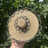 Vintage Ojibwe Basket made with Sweetgrass and scalloped edge with lid (RK53)