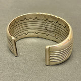 Gene and Martha Jackson, Navajo Bracelet with Large Turquoise Stone and Carved Detailing   (SP51)