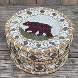 Ojibwe Woodlands Porcupine Quill & Birch Bark Box with Bear Design - Authentic Native American (RK37)