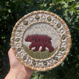 Ojibwe Woodlands Porcupine Quill & Birch Bark Box with Bear Design - Authentic Native American (RK37)